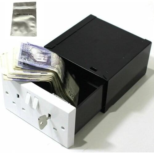 Imitation Double Plug Socket Wall Safe Security Secret Hidden Stash Box Covert Diversion Safe with a food grade smell proof bag