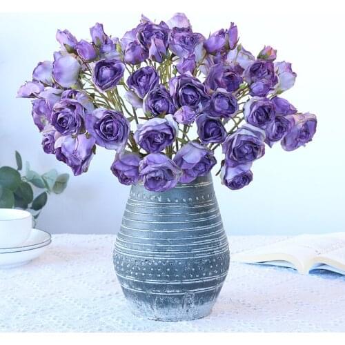 Artificial Rose Flower Silk Bouquet Fake Flowers Vintage Simulation Wedding Home Party Decoration