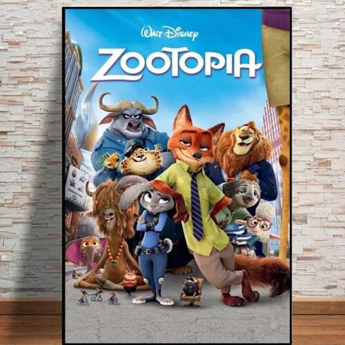 Disney Movie Zootopia Canvas Painting Wall Art Cartoon Zootropolis Picture For Kids Bedroom Cute Posters And Prints Home Decor