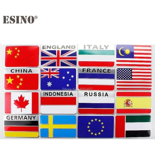 Cool Fashion Car Styling National Flag 3D Metal Chrome Aluminium Alloy Emblem Badge Sticker Decal Auto Accessory For Countries