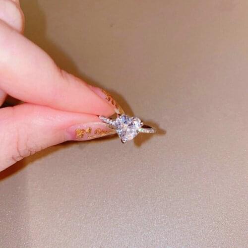 Tiny Heart Crystal Rings for Women 925 Sterling Silver Charms Simple Ring Zircon High Quality Wedding Engagement Fine Jewelry