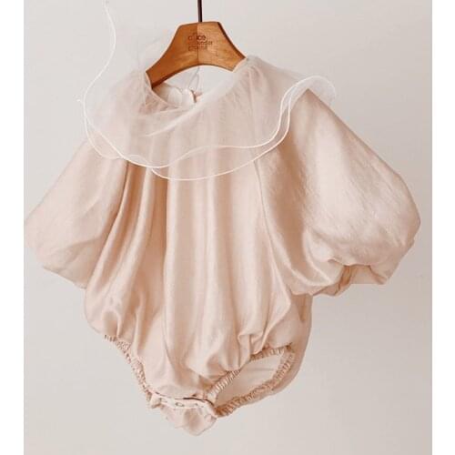 Korea Ruffled Collar One-Piece Romper Baby Girl Princess Sleeve Newborn Year-Old Dress