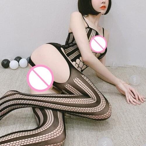 Women Sexy Hollow Open Crotch Sleeveless Babydoll Bodystocking Erotic Bodysuit Hollow Erotic Open Crotch Elastic sex toys