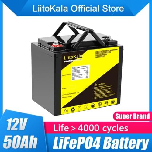 LiitoKala 12.8V 12V 50AH Lithium 3.2V LiFePO4 Battery pack for Solar Energy storage system Electric Boat Yatch with Led display