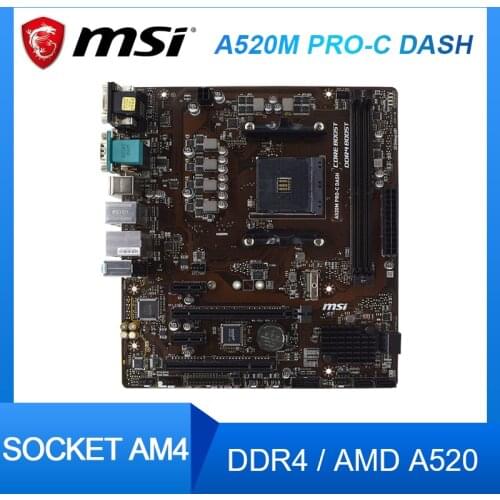 For MSI A520M PRO-C DASH Motherboard Socket AM4 DDR4 PCI-E 3.0 M.2 AMD Ryzen USB2.0 HDMI Micro ATX 99% NEW Motherboard