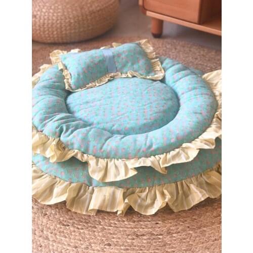 Cute Pet Dog Cat Mat Kennel Cage Warm Pad Bed Cushion Soft Comfortable Pet Nest With Pillow Removable Washable Easy Cleaning