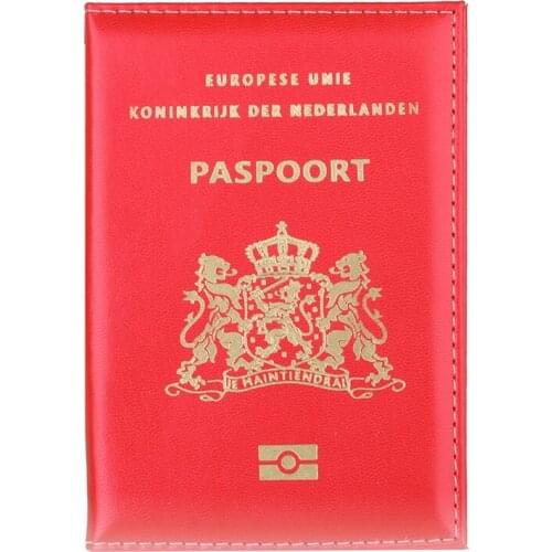 40PCS / LOT Multifunction Leather Passport Cover Gold Stamping Netherlands Passport Holder