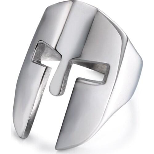 SPARTAN Warrior Mask Ring for Men Boy Stainless Steel Band Rings Fashion Punk Male Jewelry