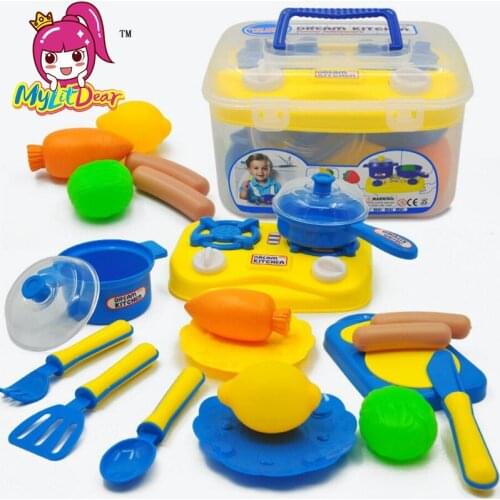 MylitDear New Kitchen Cooking Toy Children DIY Beauty Plastic Kitchen Toy Role Play Toy Set Kids Educational Toys In Plastic Box