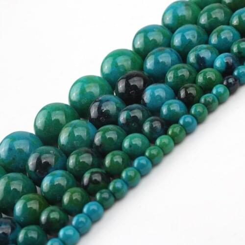 Natural Phoenix Stone Beads Round Loose Green Chrysocolla Beads For Jewelry Making Diy Bracelet Necklace 4 6 8 10 12mm 15 inch
