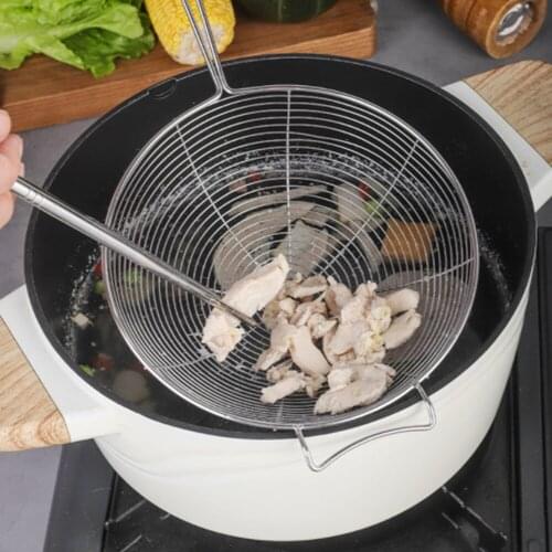 Stainless Steel Strainer Skimmer Spoon Long Handle Wire Skimmer ladle for Kitchen Frying and Cooking Pasta Kitchen Tool