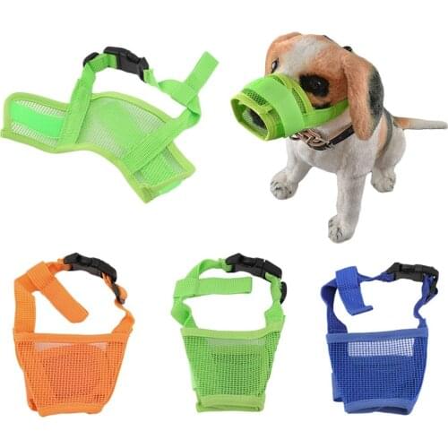 Nylon Puppy Dog Pet Mouth Bound Device Mask Safety Adjustable Breathable Muzzle Stop Biting Anti Bark Bite Mesh Small Large Dogs