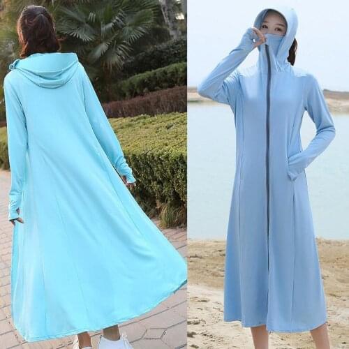 2020 NEW Sun Protection Clothing Womens Long Ice Silk Summer Beach Thin Coat Anti-UV Beach Maxi Dress