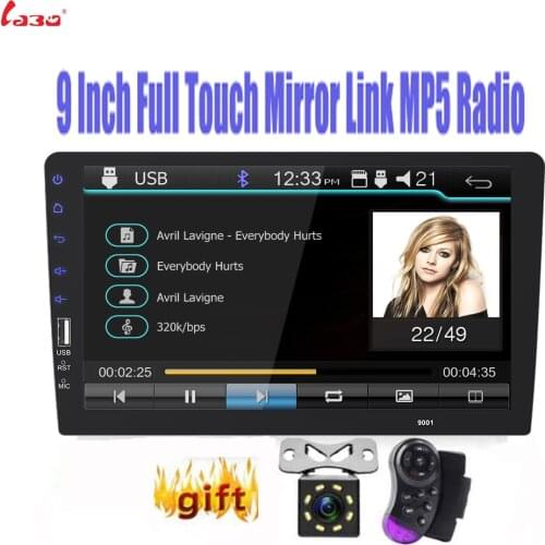 New 9" Touch Mirrorlink Auto audio Player Bluetooth USB Rear View Camera 2din car radio MP5 Player One Din Autoradio No Android