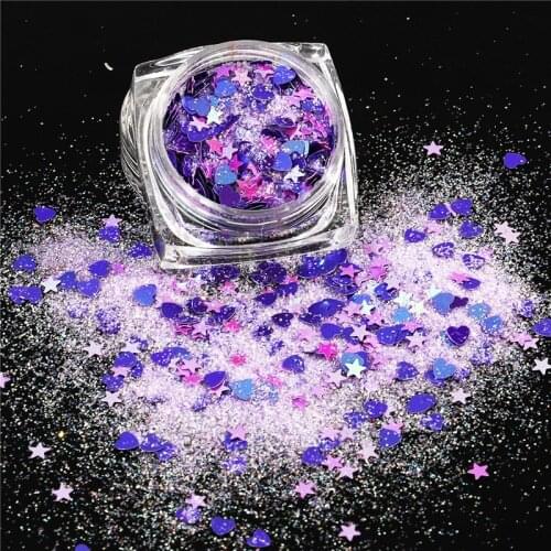 0.2-3mm Sequins Fantasy Glitter Candy Color Nail Paillettes Love Star Mixed Sequin Mini Paillette For Nails Art Decoration 10ml