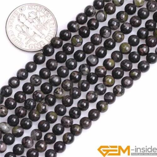 4/6/10/12mm Round Natural Dark Green Spot Jaspers Stone Gem Stone Semi Precious Beads DIY Loose Beads For Jewelry Making 15 Inch