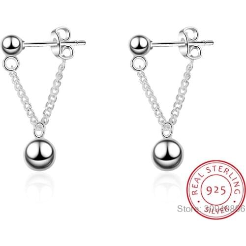 Simple Fashion 925 Sterling Silver Beads Tassel Earrings For Women Girl Gift pendientes brincos S-E611