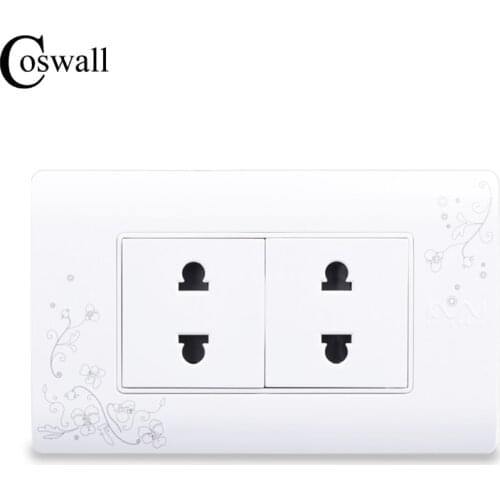 COSWALL EU/US Universal Plug Simple Style Wall Electrical Socket Multi-function 4 Hole Power Outlet With Child Protective Door