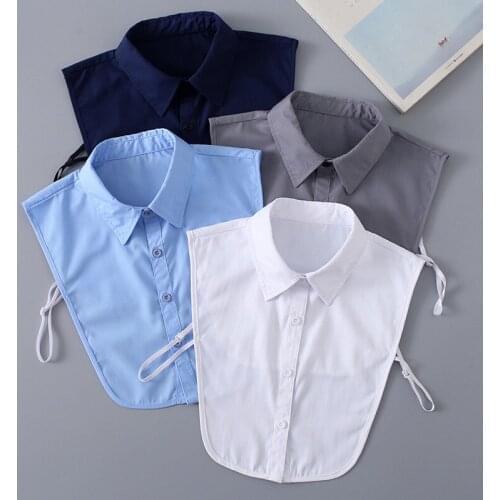 Adult Men Women Peter Pan Collar Plaid Cotton Shirt Lapel False Detachable Collar Casual Fake Collar Cardigan Button Blouse Tops
