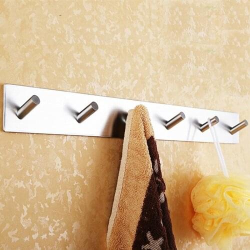 Self Adhesive Wall Door Back Hooks Heavy Duty Stainless Steel Clothes Hanger Bathroom Kitchen Towel Rustproof Hook