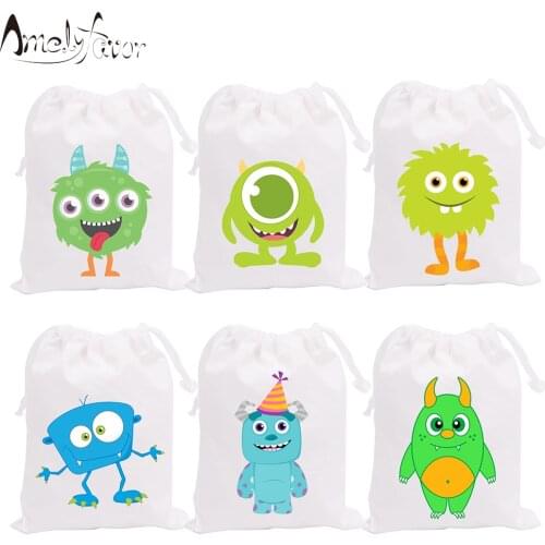 Monsters Theme Party Bags Candy Bags Gift Bags mini Monster Decorations Baby Shower Event Birthday Party Container Supplies
