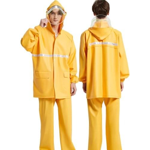 Thick Waterproof Raincoat Suit Men and Women Rain Coat and Pants Set Cycling Motorcycle Hooded Hiking Ourdoor Rain Jacket Wear