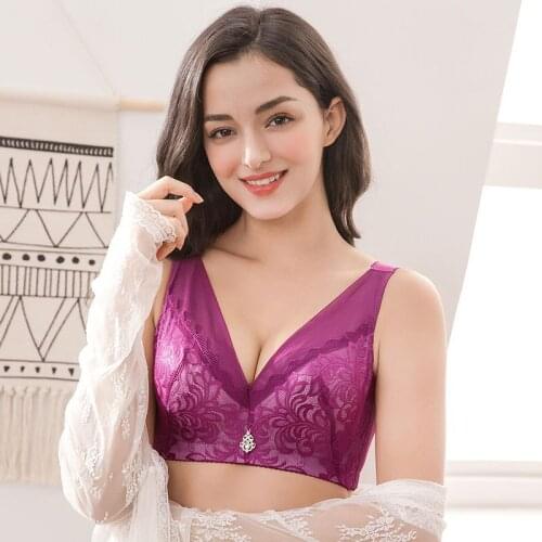 Large Size Thin Bra Full Cup Large Bust Small Chest Anti-Sagging Plus-sized Thin No Sponge Large Size Underwear lace bra lace