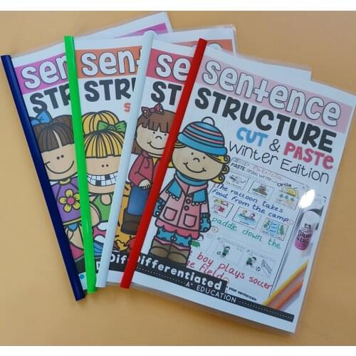 Season Sentence Writing and Cut Paste Sentence Structure Exercise Learning English Workbook Educational Training Book for Kids