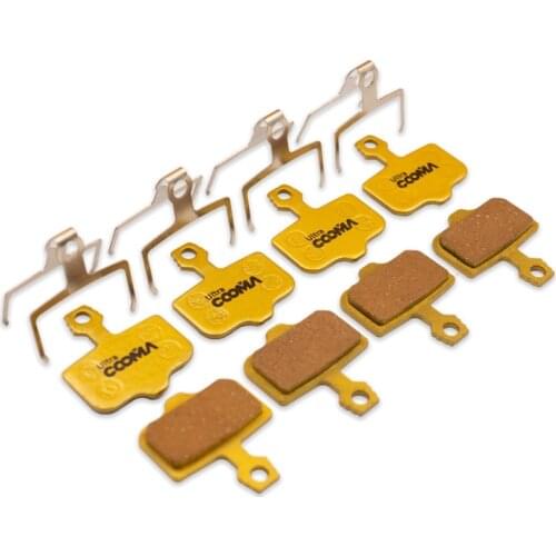 Bicycle Disc brake Pad for AVID Elixir R, CR, CR Mag, 1/3/5/7/9, X.0, XX Disc Brake, 4 Pairs for 4 Calipers, Gold Full Metal