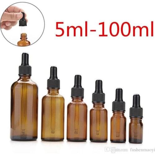 Amber Glass Liquid Reagent Pipette Bottles Eye Dropper Aromatherapy 5ml-100ml Essential Oils Perfumes bottles wholesale free DHL