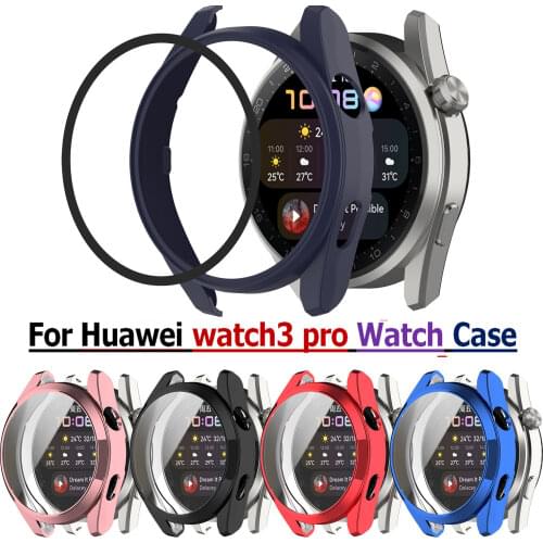 For Huawei watch3 pro Watch Protective Case with Tempered film Screen Protector Frame for Huawei watch 3 PRO Bracelet PC Cover