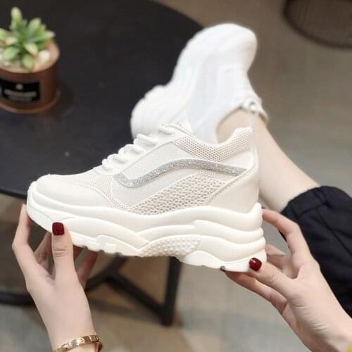 2019 autumn Women Increased 8cm Platform Shoes Fashion Casual Comfortable Shoes For Brand Lady Wedges Chunky Sneakers C2-09