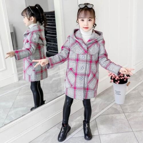 Winter Coat For Girls Thick Wool Jacket For Girls Fashion Plaid Kids Outerwear Autumn Teenage Clothes For Girls 4 6 8 10 12 Year