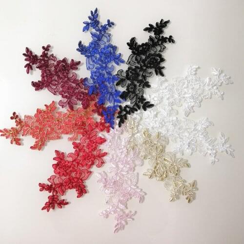 10 Piece/Lot Wedding Dress Lace Trim Patch Applique Lace Fabric DIY Bride Hair Accessory White Red Black Sew Decoration RS824