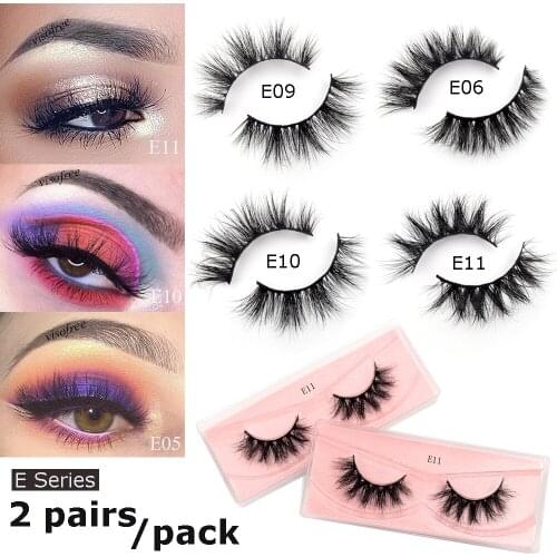 2 pairs visofree 3D mink lashes fluffy natural eyelashes set wholesale soft eyelash packaging makeup false eyelashes beauty