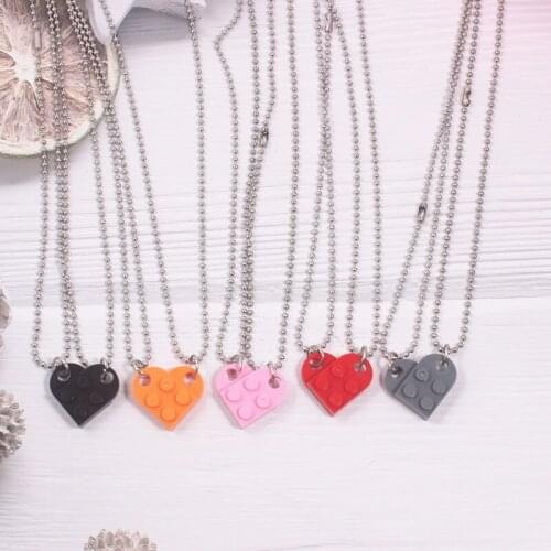 2Pcs/ Set Fashion Separable Brick Heart Pendant Necklace BFF Good Friends Friendship Jewelry Best Friends Honey Love Couple Gift