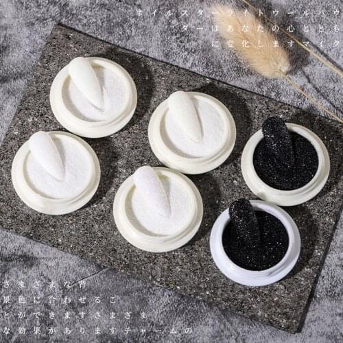 3g/1Jar*6=1 Set Star WOOL POWDER NAILS OF THE DAY Modern Nails Black White Manicure Fine Wool Glitter Nails Winter Valentino#MT7