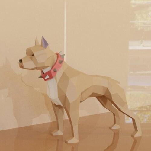 Papercraf 3d paper animal models Bulldog German shepherd Pinscher papercraft toy home decor wall decoration puzzles diy toys