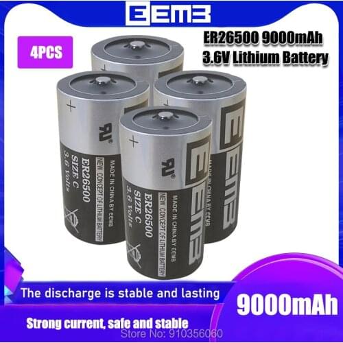 4PCS EEMB ER26500 3.6V C SIZE LITHIUM BATTERY 9000mAh UL1642 UN38.3 CERTIFIED DIRECT PRICE FROM MANUFACTURER