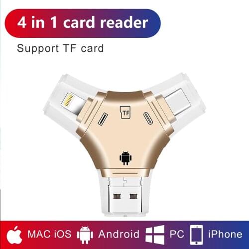 4 in 1 Card Reader Type C Micro USB Adapter TF Micro SD Card Reader for Android ipad/iphone 12/11/8/7plus 6s5s MacBook