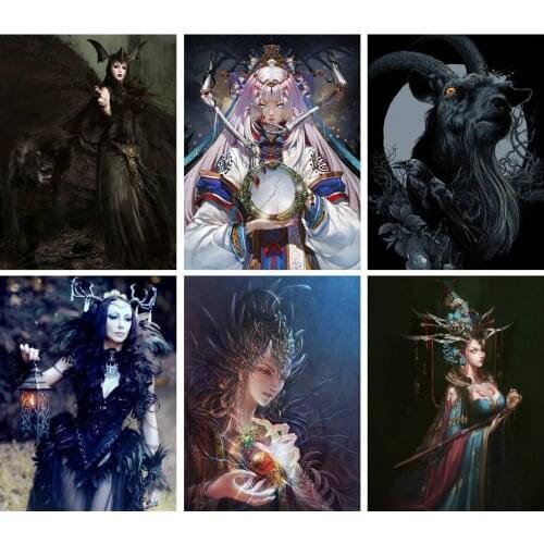 5D DIY Witch Vampire Girl Crow Diamond Painting Full Drill Embroidery Cross Stitch Mosaic Craft Kit Home Decor Halloween Gift