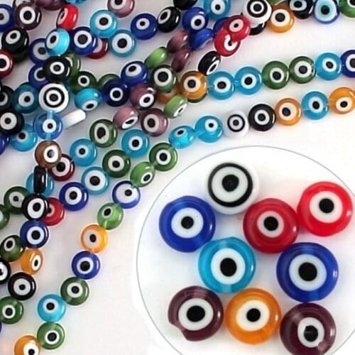 6/8/10mm 39-126pcs/lot Mixed Colours Lampwork Glass Flat Eyes Glass Loose Beads For DIY Jewelry Making DIY Necklace Bracelet