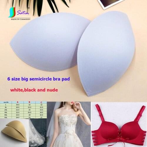 5 Size Big Size Women Underwear Decoration Wedding Dress Swim Clothes White Black Semicircle Nude Chest Bra Pad