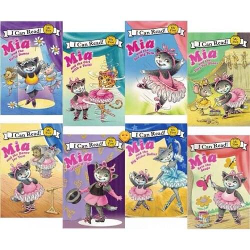 8 PCS/Set I Can Read My First Reading Mia Ballet Cat English Picture Book Early Education Childrens Story Enlightenment Toy