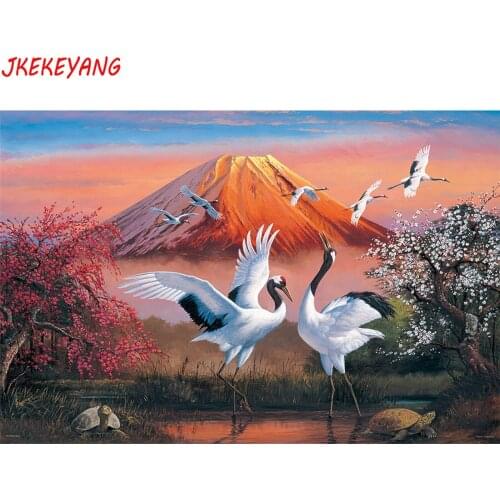 5D DIY square/round Diamond painting Crane and Mount Fuji Cross Stitch Diamond Embroidery Pattern Rhinestone J2626