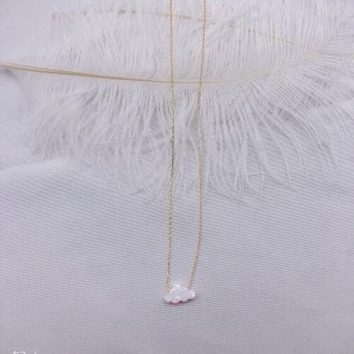 White Opal Pendant Handmade SweetOpal Cloud Necklace Women Girl Necklace Jewelry Collier Femme Choker Bijoux Lucky Birthday Gift