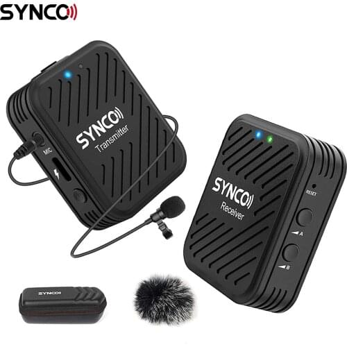 SYNCO G1(A1) 2.4G Wireless Microphone System with Transmitter Receiver Lavalier Microphone 70M Transmission Range 3.5mm Plug
