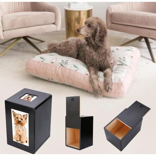 Black Wooden Pet Box Dog Cremation Peaceful Memorial Place Home For Dog Frame Box Photo Quiet Commemorate Keep For Pet B4h9