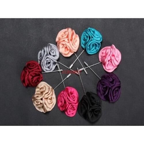 Flower ball Brooch Lapel Pins handmade Boutonniere Stick with Artificial Silk Flower for Gentleman suit wear Men Accessories