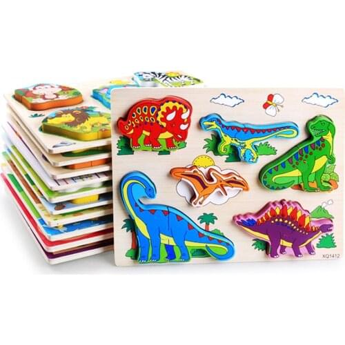 Childrens cartoon three-dimensional puzzle dinosaur animal traffic shape pairing puzzle toy gift P81